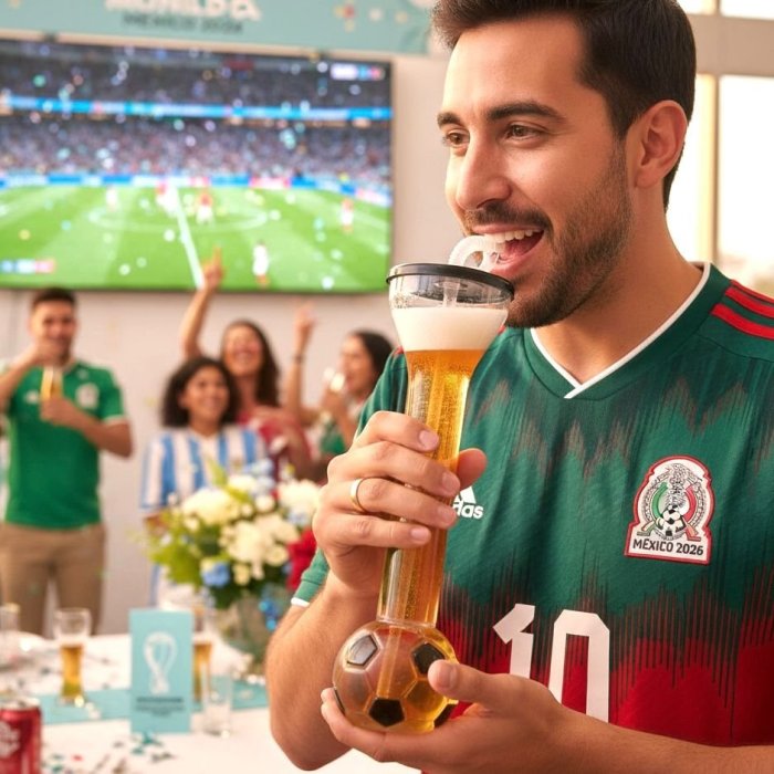 Vaso largo balón de fútbol para cerveza