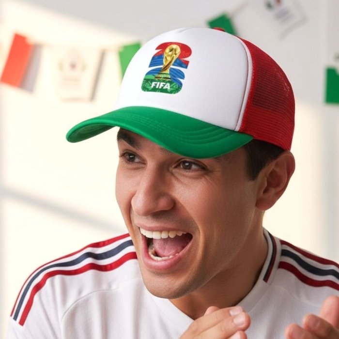 Gorra tricolor fútbol estilo Mundial 2026