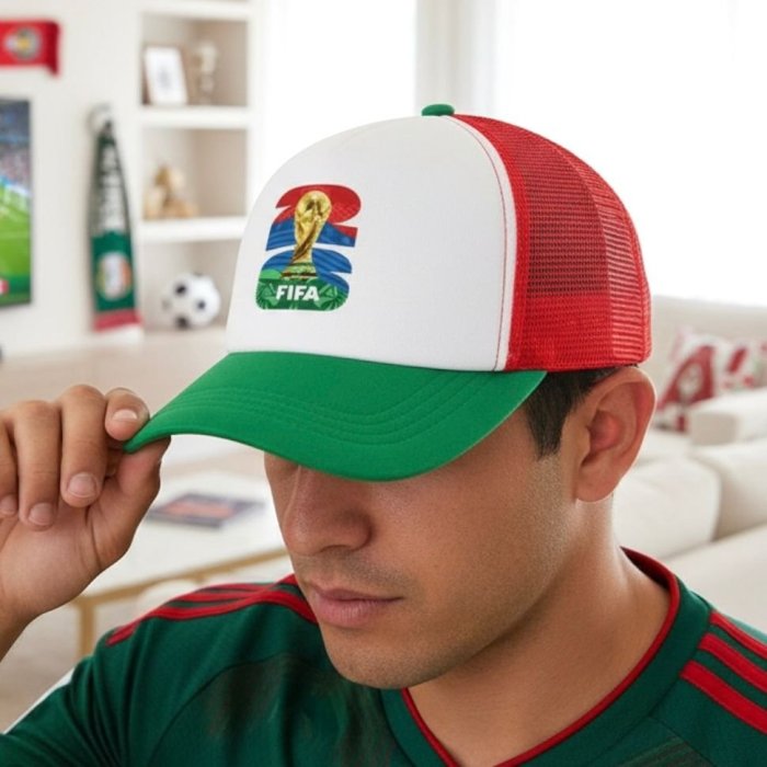 Gorra tricolor fútbol estilo Mundial 2026