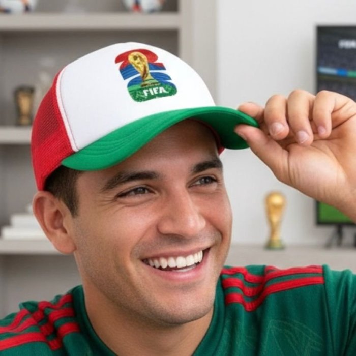 Gorra tricolor fútbol estilo Mundial 2026
