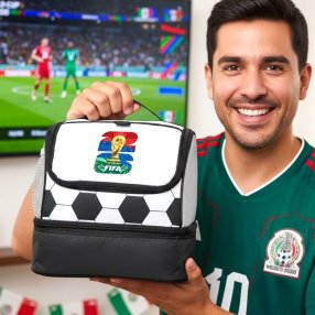 Lonchera fútbol diseño balón Mundial 2026