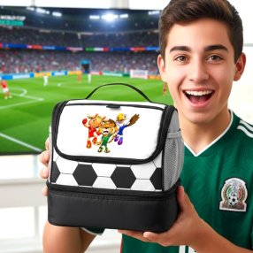 Lonchera fútbol diseño balón Mundial 2026