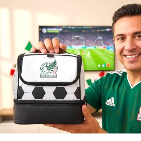 Lonchera fútbol diseño balón Mundial 2026