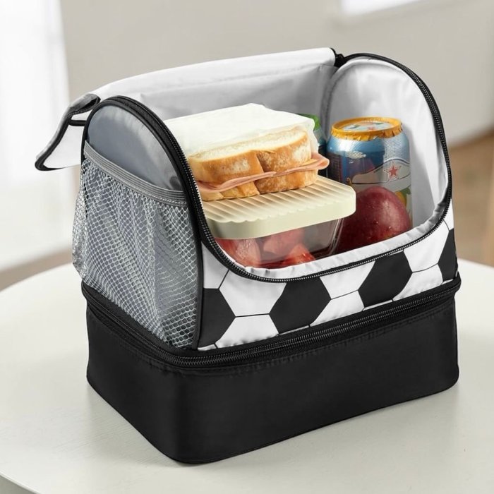 Lonchera fútbol diseño balón Mundial 2026