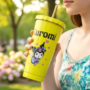Vaso Térmico Kuromi Amarillo (750 ml)