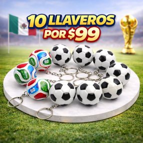 Paquete de 10 llaveros fútbol Mundial 2026