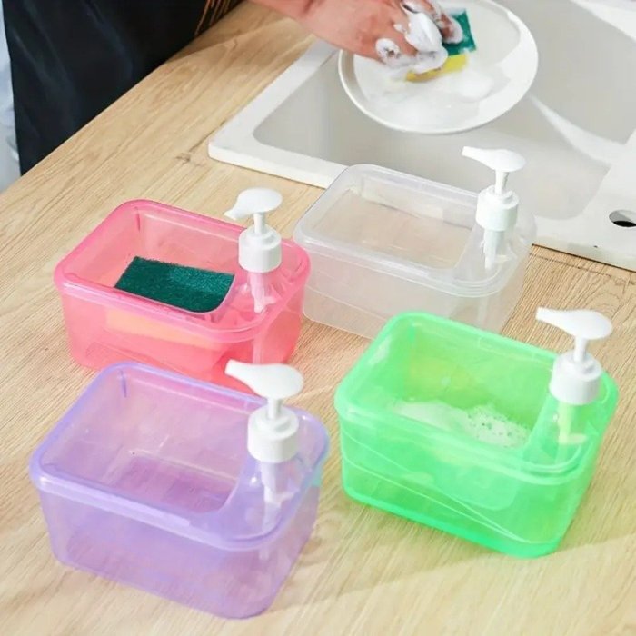 Dispensador de jabón con esponja integrado