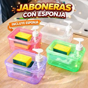 Dispensador de jabón con esponja integrado