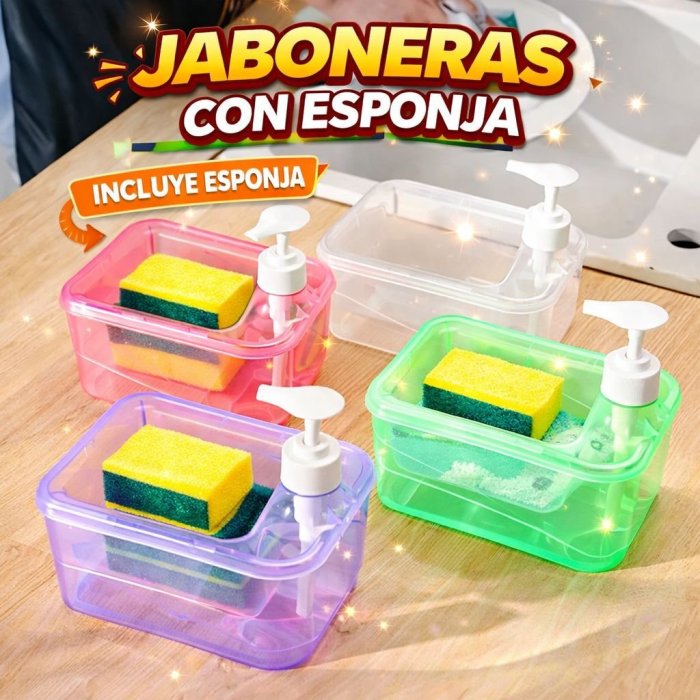 Dispensador de jabón con esponja integrado