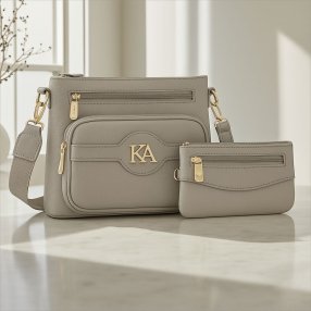 Bolso cross gris con cartera para mujer ideal para uso diario