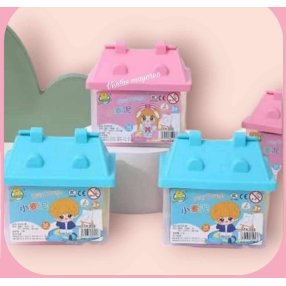 MINI CAJITA EN FORMA DE CASITA CON  PLASTILINA (SE ENVIA COLOR AL AZAR)