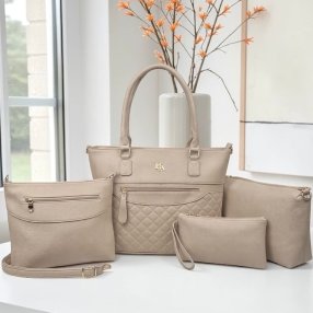 Set de bolsas beige 4 piezas elegante mujer