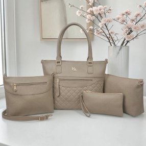 Set de bolsas crema 4 piezas elegante mujer