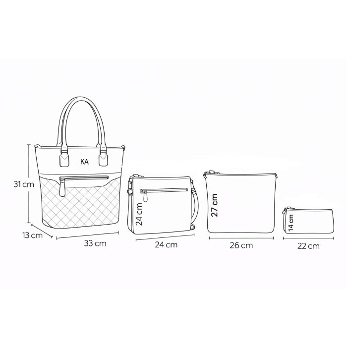 Set de bolsas rojo 4 piezas elegante mujer