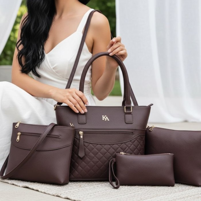 Set de bolsas rojo 4 piezas elegante mujer