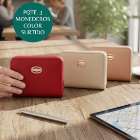 PQTE. 3 MONEDEROS KAMEL REYNA - COLOR SURTIDO