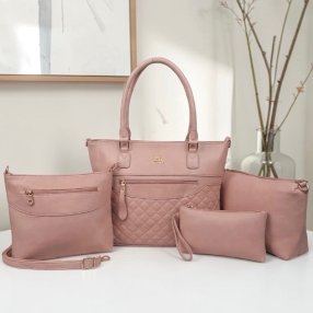 Set de bolsas rosa  4 piezas elegante mujer