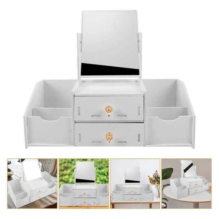 Organizador maquillaje con espejo y cajones