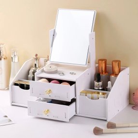 Organizador maquillaje con espejo y cajones