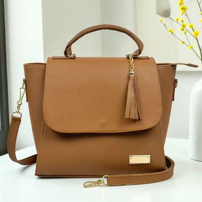 Bolsa camel tote elegante – uso diario y oficina