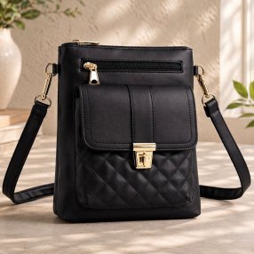 Bolsa crossbody mujer elegante capitonada negro