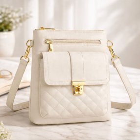 Bolsa crossbody mujer elegante capitonada blanco
