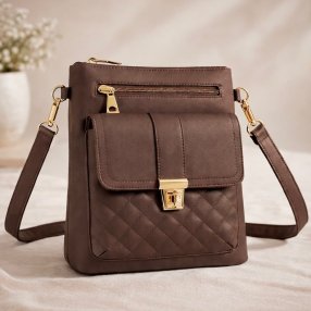 Bolsa crossbody mujer elegante capitonada café