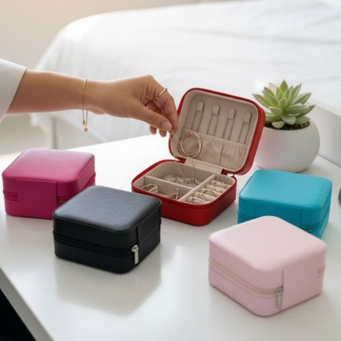 Alhajero fucsia compacto – organizador elegante para accesorios