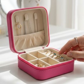 Alhajero fucsia compacto – organizador elegante para accesorios