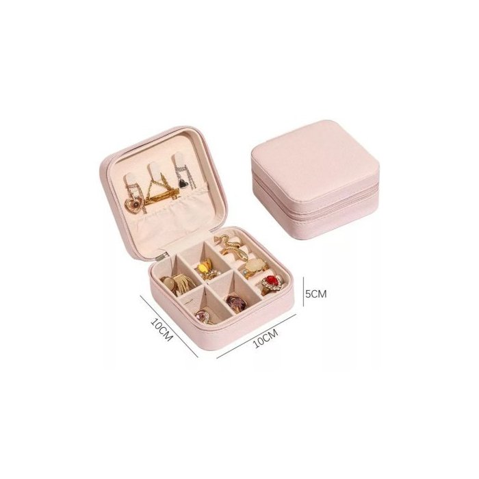 Joyero beige compacto – organizador elegante para accesorios