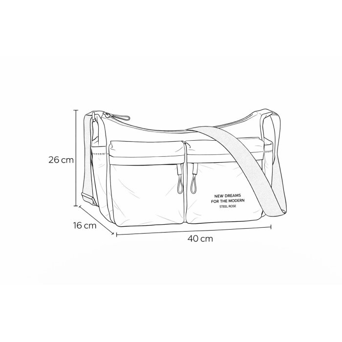 Bolsa crossbody morado amplia con bolsillos frontales