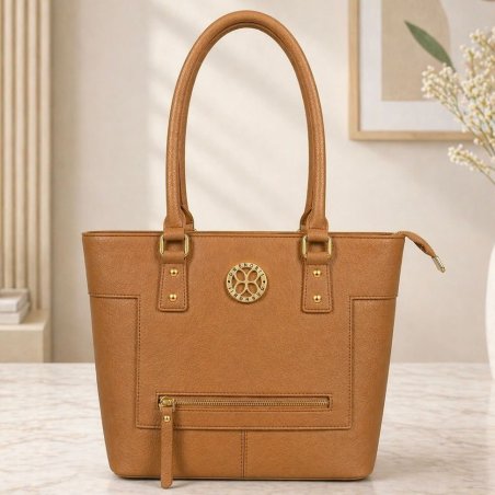 Bolsa brown tote mujer elegante con cierre