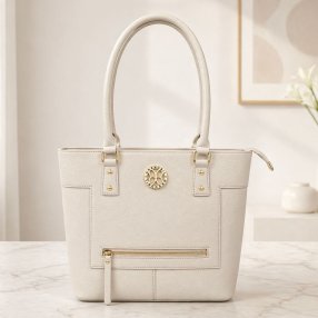 Bolsa beige  tote mujer elegante con cierre