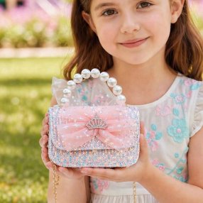 Mini bolsita para niña con perlas y cadena