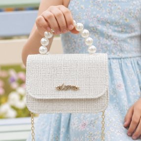 Mini bolsita para niña con perlas y cadena