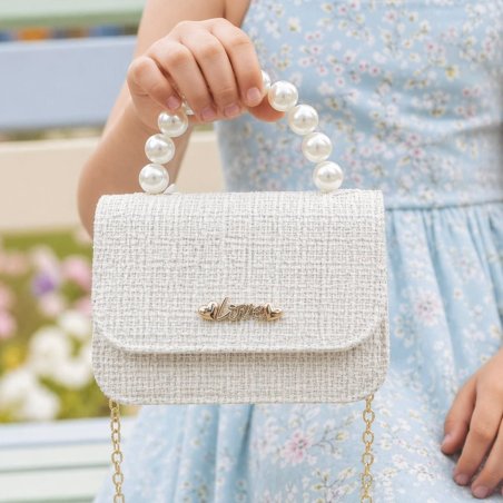 Mini bolsita para niña con perlas y cadena