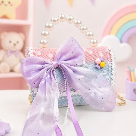 Mini bolsita para niña con perlas y cadena