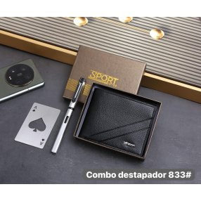 Set de regalo billetera, pluma y destapador