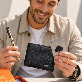 Set de regalo billetera, pluma y destapador