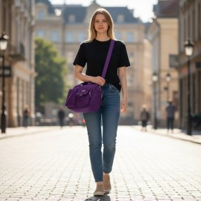 Bolsa Tipo Kipling Dos Bolsas Frontales Morado