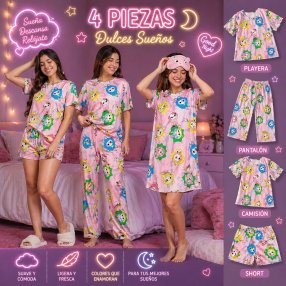 PIjama 4 piezas diseño de LABUBU- TALLA S JUVENIL