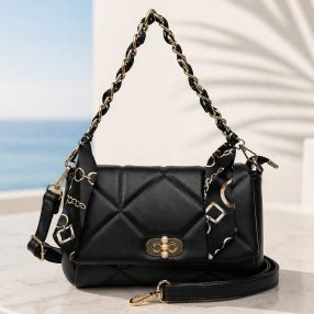 Bolsa crossbody elegante con cadena y mascada