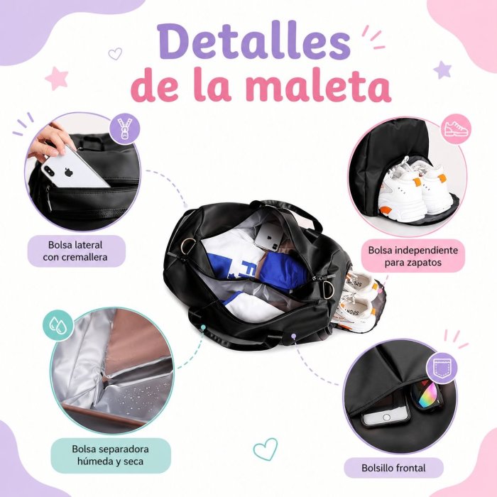 Maleta amplia con compartimento para calzado
