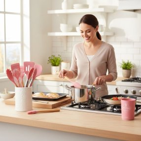 Set de mini utensilios de cocina silicón práctico y moderno