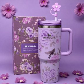 Termo premium con diseño floral y presentación en caja