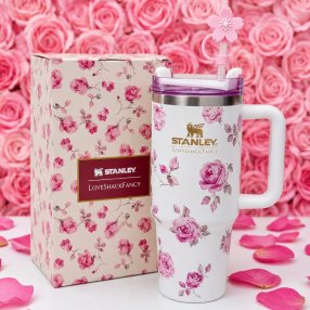 Termo premium con diseño floral y presentación en caja