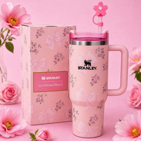 Termo premium con diseño floral y presentación en caja
