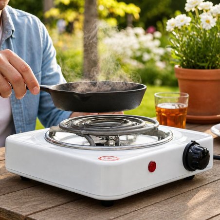 Parrilla eléctrica compacta con control de temperatura