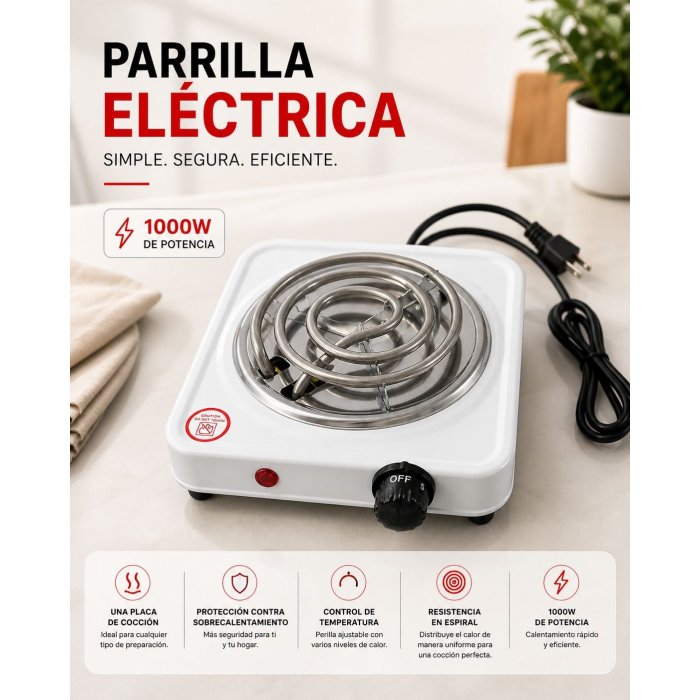 Parrilla eléctrica compacta con control de temperatura