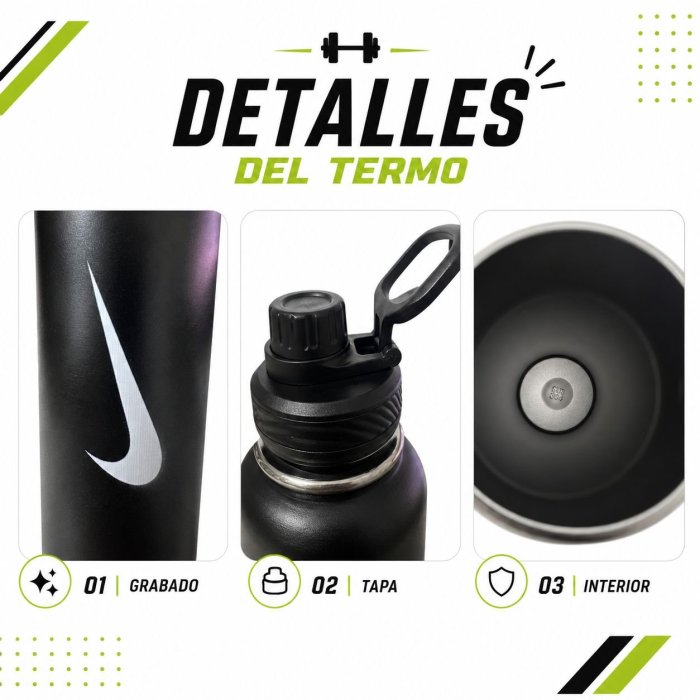 Botella térmica de diseño moderno con tapa segura y asa, ideal para us